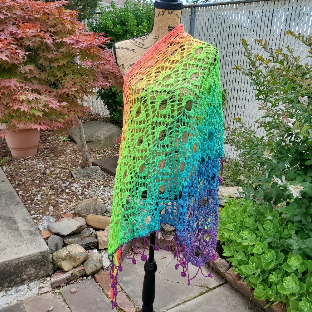 💖 New Handmade Crochet Shawl / Scarf / Pareo